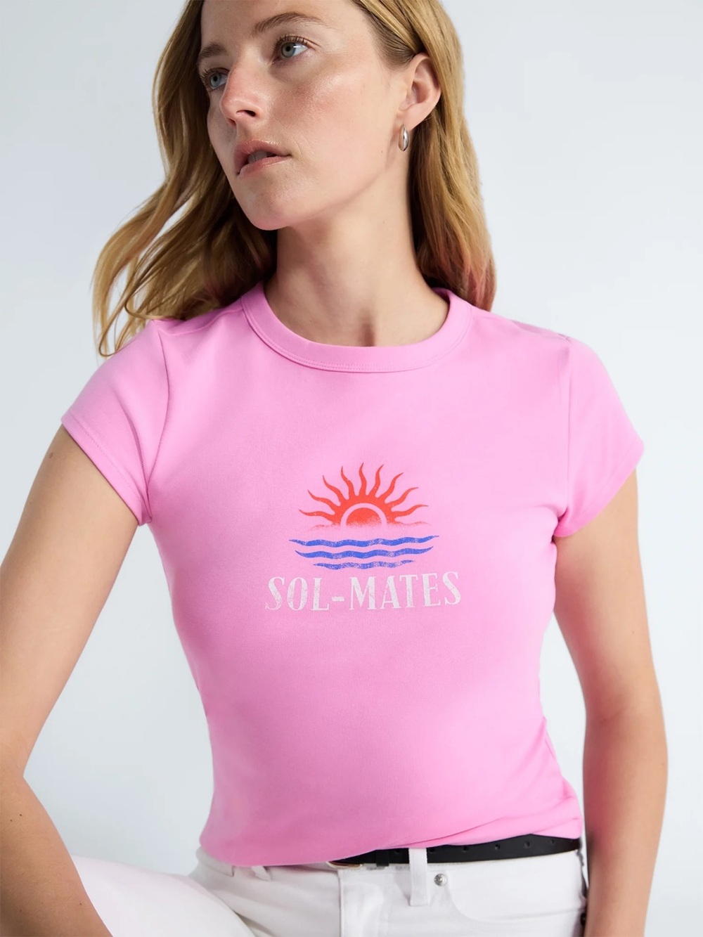 FREE ASSEMBLY NWT Cap Sleeve Tee, Pink, Size Large
